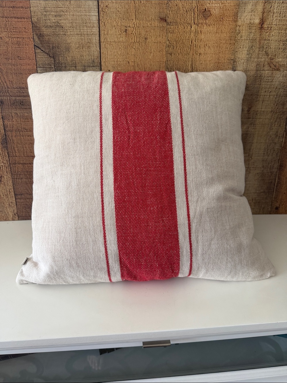 Hearth & Hand with Magnolia Grain Sack Red Stripe Linen Throw Pillow